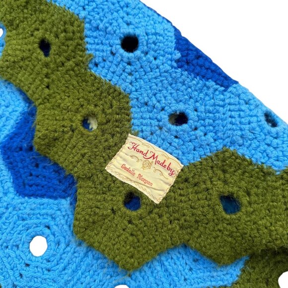 Handmade Crochet Multicolor Grandmother Flower Garden Quilt Throw Hexagon - Picture 5 of 5